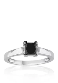 1.00 ct. t.w. Black Diamond Solitaire Engagement Ring 10k White Gold
