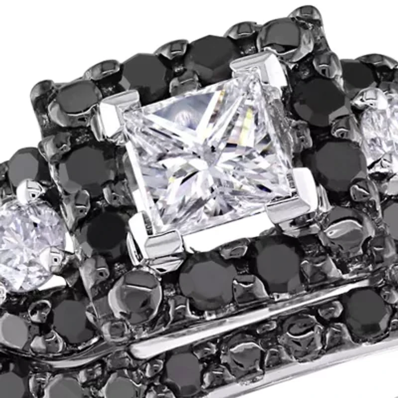 1/2 ct. t.w. Black and White Diamond Bridal Ring Set 10k Gold