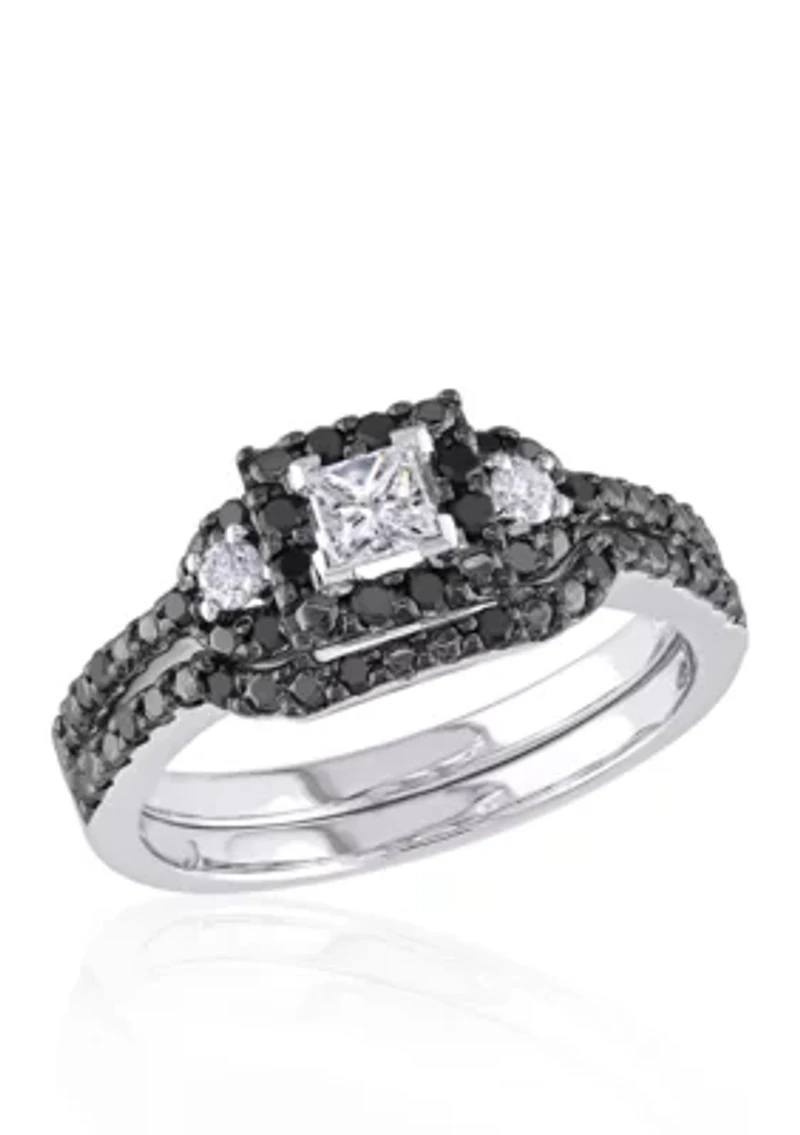 1/2 ct. t.w. Black and White Diamond Bridal Ring Set 10k Gold