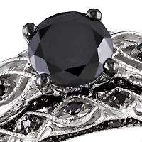 1.38 ct. t.w. Black Diamond Bridal Ring Set 10k White Gold