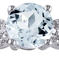 10k White Gold Aquamarine and Diamond Ring