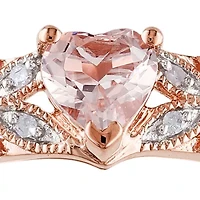 10k Rose Gold Morganite and Diamond Heart Ring
