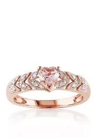 10k Rose Gold Morganite and Diamond Heart Ring