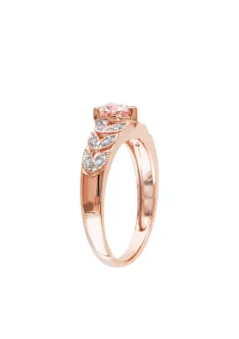 10k Rose Gold Morganite and Diamond Heart Ring
