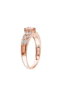 10k Rose Gold Morganite and Diamond Heart Ring