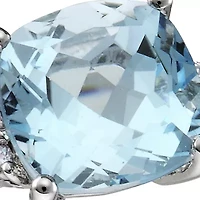 10k White Gold Blue Topaz and Diamond Ring