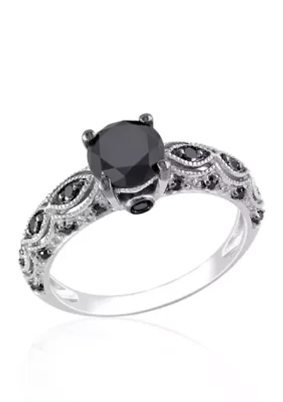1.25 ct. t.w. Black Diamond Engagement Ring 10k White Gold