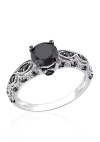 1.25 ct. t.w. Black Diamond Engagement Ring 10k White Gold