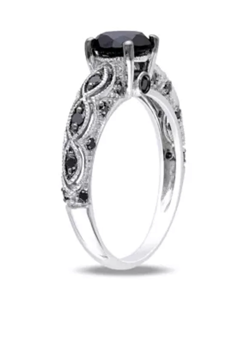 1.25 ct. t.w. Black Diamond Engagement Ring 10k White Gold