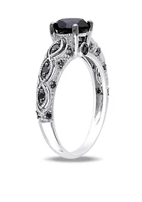 1.25 ct. t.w. Black Diamond Engagement Ring 10k White Gold