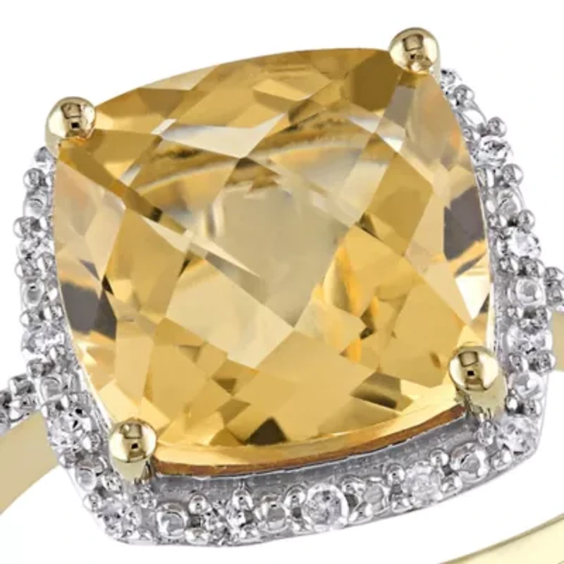 10k Yellow Gold Citrine and Diamond Ring