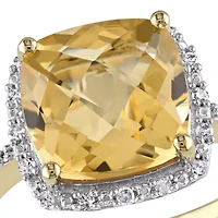 10k Yellow Gold Citrine and Diamond Ring