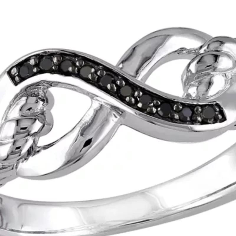 Black Diamond Infinity Ring Sterling Silver