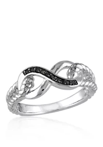 Black Diamond Infinity Ring Sterling Silver