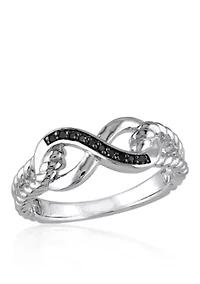 Black Diamond Infinity Ring Sterling Silver