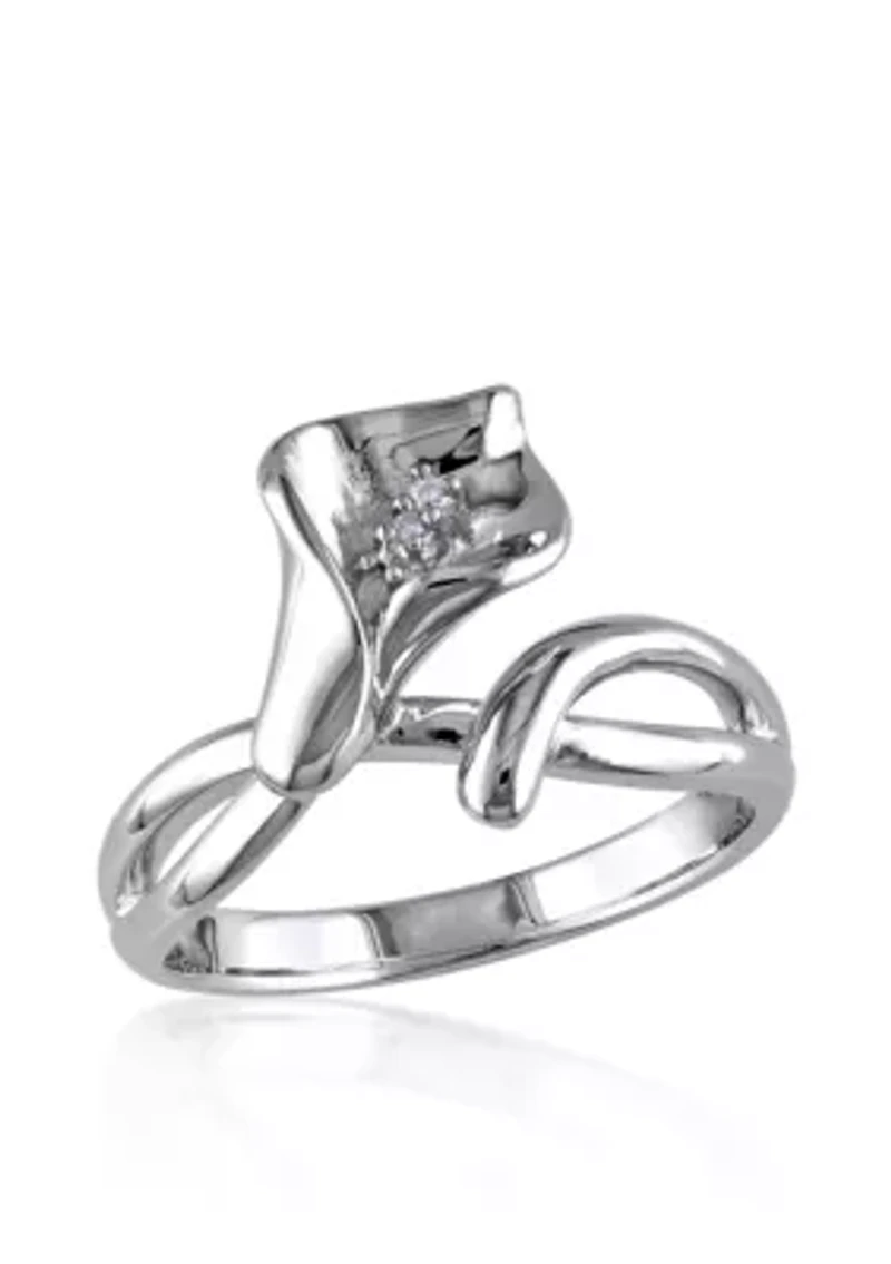 Diamond Calla Lilly Ring Sterling Silver