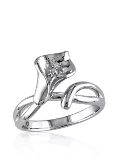 Diamond Calla Lilly Ring Sterling Silver