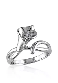 Diamond Calla Lilly Ring Sterling Silver