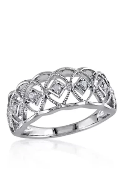 Diamond Vintage Band Sterling Silver