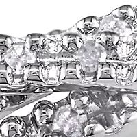 Diamond Crossover Ring Sterling Silver