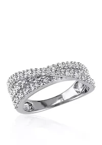 Diamond Crossover Ring Sterling Silver