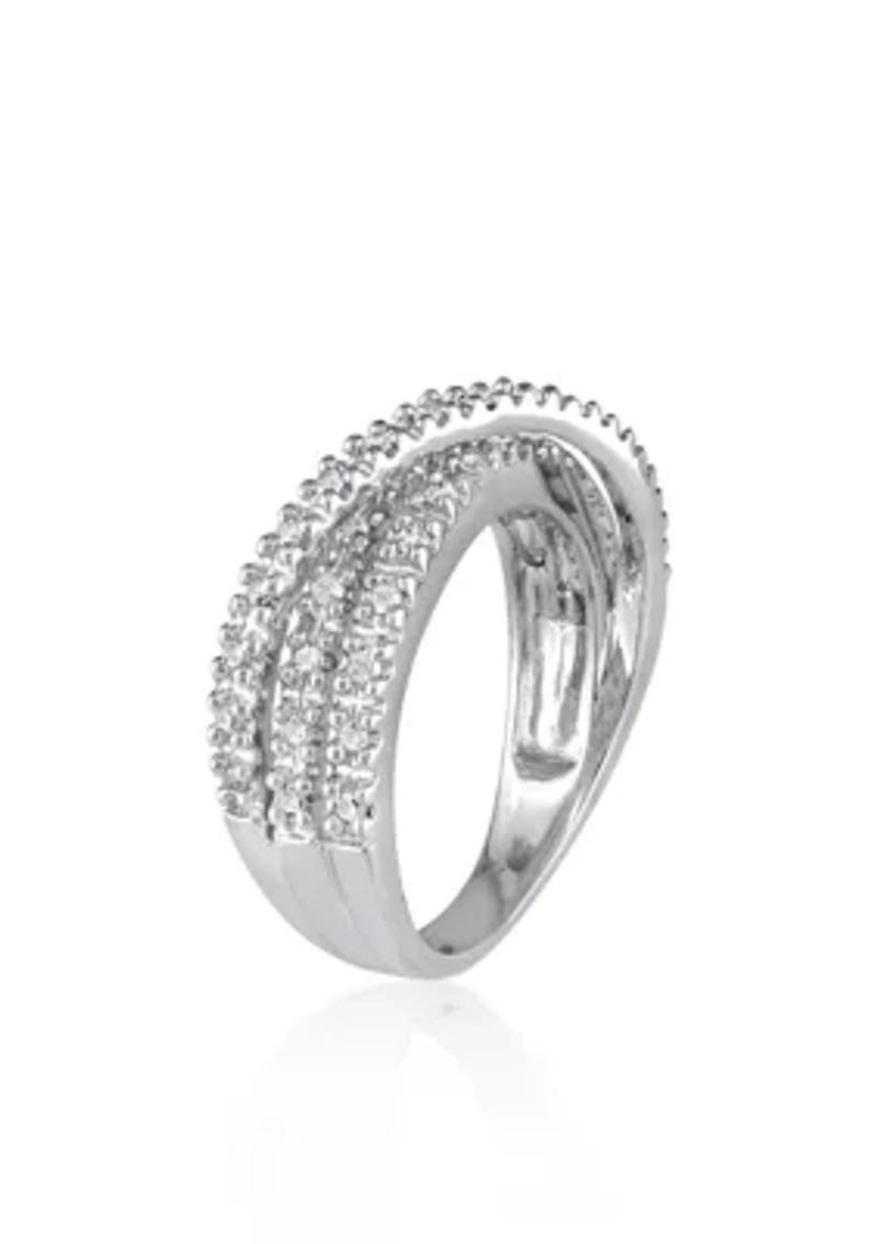 Diamond Crossover Ring Sterling Silver
