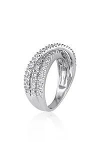 Diamond Crossover Ring Sterling Silver