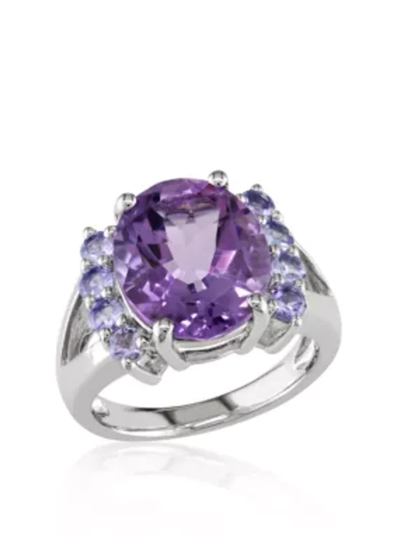Amethyst and Tanzanite Ring Sterling Silver
