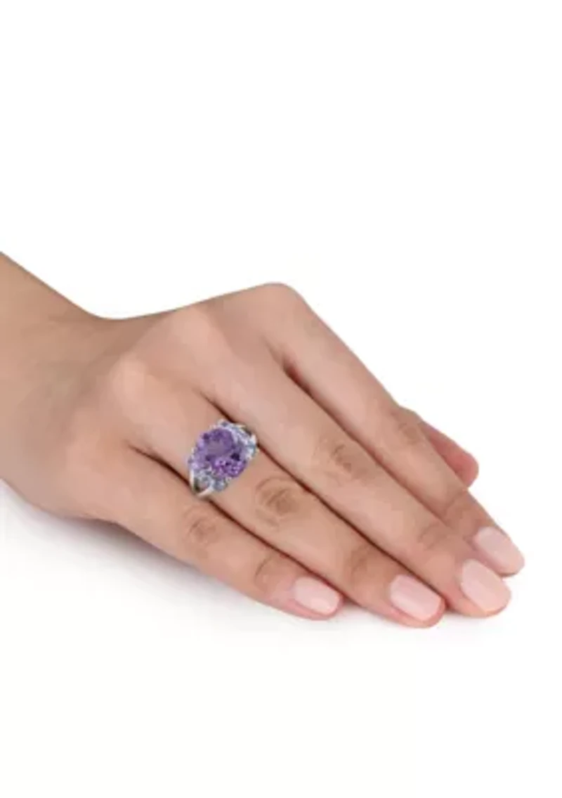 Amethyst and Tanzanite Ring Sterling Silver