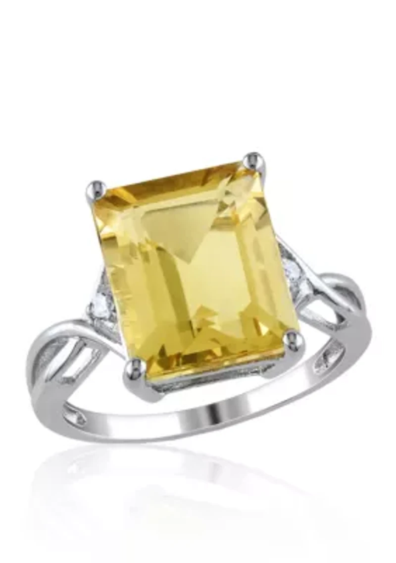 Sterling Silver Citrine and White Topaz Ring
