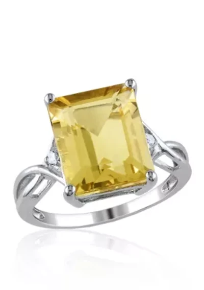 Sterling Silver Citrine and White Topaz Ring