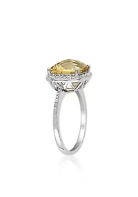Sterling Silver Citrine and Diamond Ring