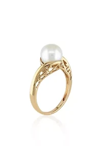 Cultured Freshwater Pearl Ring 10k Yellow Gold