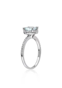 Sterling Silver Aquamarine and Diamond Ring