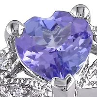 Sterling Silver Tanzanite and Diamond Heart Ring
