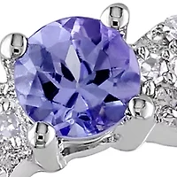 Sterling Silver Tanzanite and Diamond Ring
