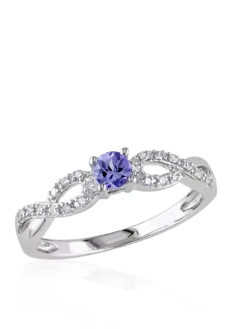 Sterling Silver Tanzanite and Diamond Ring