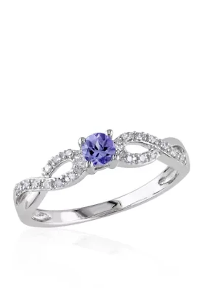 Sterling Silver Tanzanite and Diamond Ring
