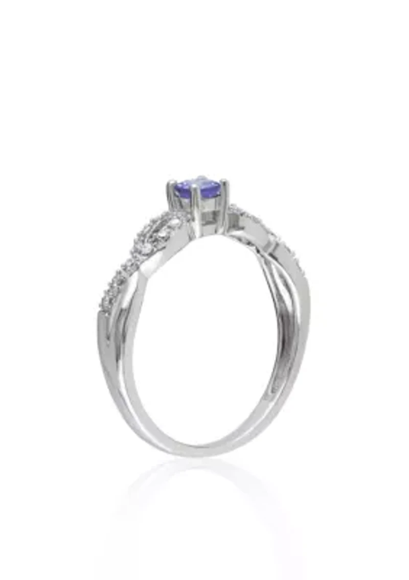 Sterling Silver Tanzanite and Diamond Ring