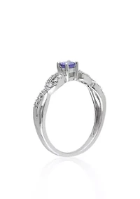 Sterling Silver Tanzanite and Diamond Ring
