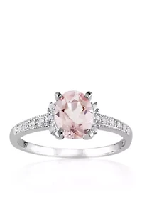 1.14 ct. t.w. Morganite and 0.7 Diamond Ring Sterling Silver