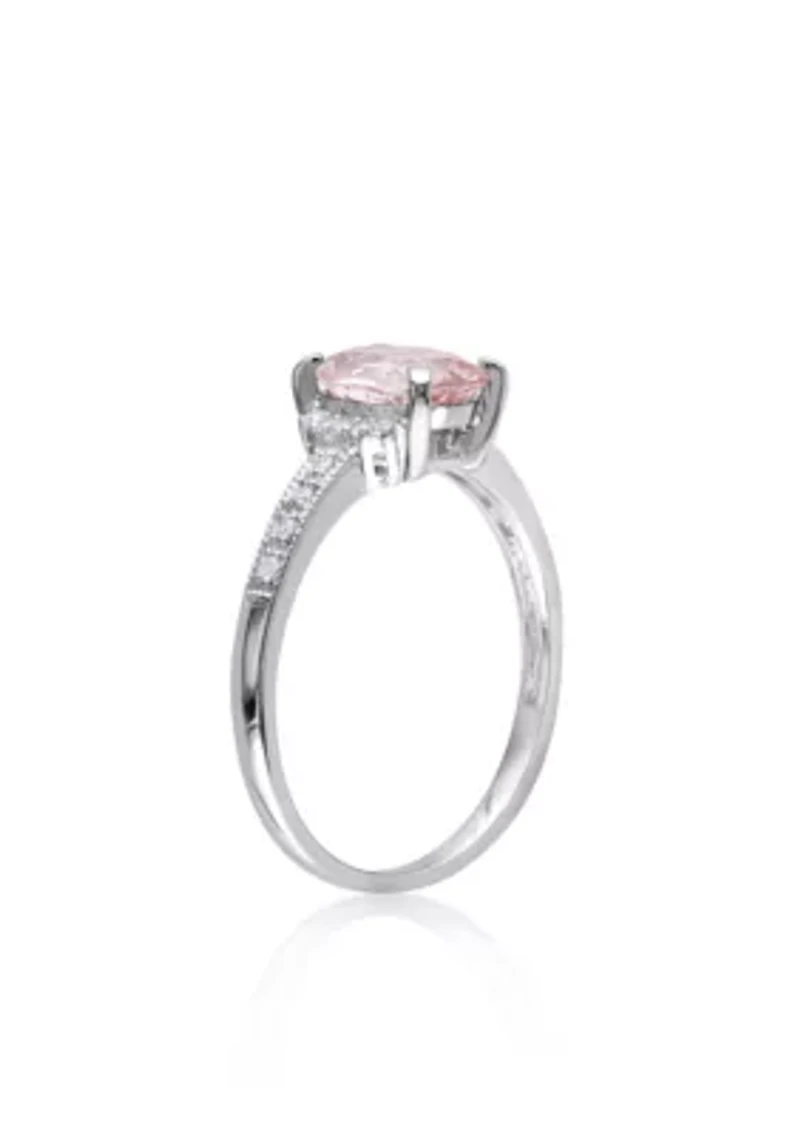 1.14 ct. t.w. Morganite and 0.7 Diamond Ring Sterling Silver