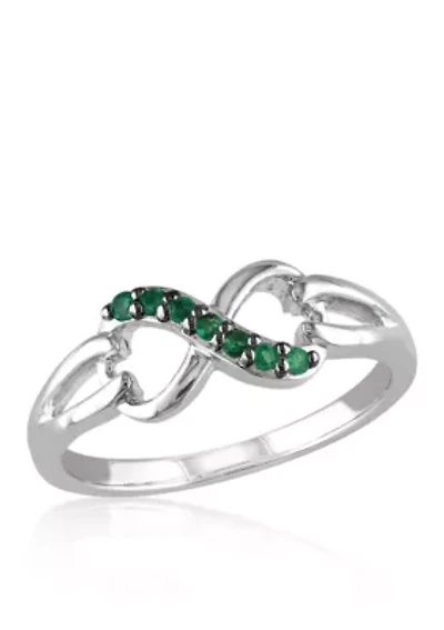Emerald Infinity Ring Sterling Silver