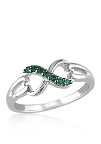 Emerald Infinity Ring Sterling Silver