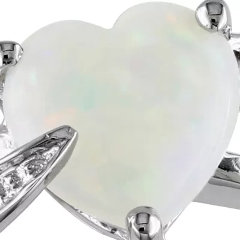 Sterling Silver Opal and Diamond Ring