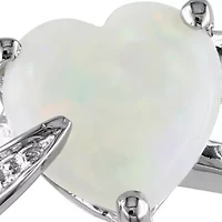 Sterling Silver Opal and Diamond Ring