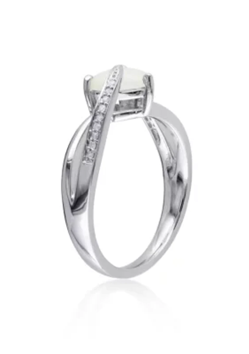 Sterling Silver Opal and Diamond Ring