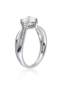 Sterling Silver Opal and Diamond Ring