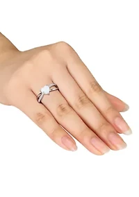 Sterling Silver Opal and Diamond Ring