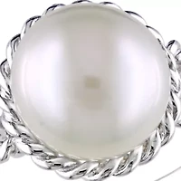 Sterling Silver White Cultured Freshwater Pearl Ring